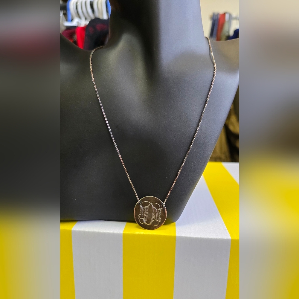 Stella & Dot Silver Monogram Pendant Necklace